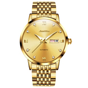 瑞士认证正品牌18K黄金色手表男士机械表男全自动防水进口芯十大