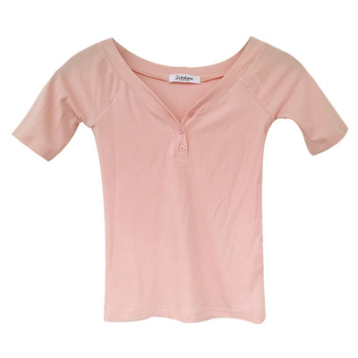 露锁骨性感小个子针织衫短款上衣