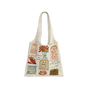 奥松联名早春夏大容量上班通勤韩系慵懒风松弛感百搭帆布包单肩袋