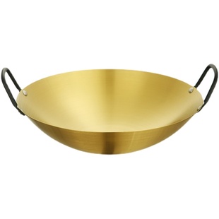 不锈钢小炒锅韩式干锅双耳金色锅仔酒吧鼎酒精炉锅牛蛙浅锅子