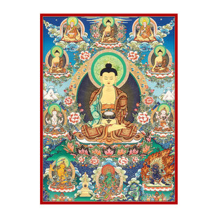 阿弥陀佛唐卡西藏热贡手绘复刻客厅玄关书房佛堂供奉装饰挂画