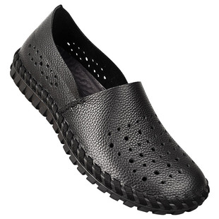 夏季镂空透气渔夫鞋头层牛皮洞洞鞋大脚宽脚肥厚纯手工缝制男鞋潮