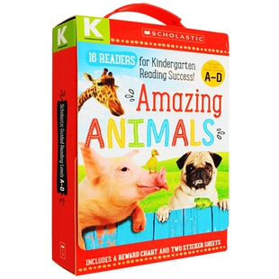 学乐小小读者启蒙早教读本16册盒装 英文原版 Amazing Animals Kindergarten A-D Reader 神奇的动物 幼儿园级 学前阅读训练绘本