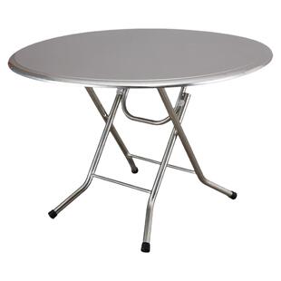 双层不锈钢折叠桌吃饭桌餐桌方桌桌子家用小户型圆形圆台80圆桌1m