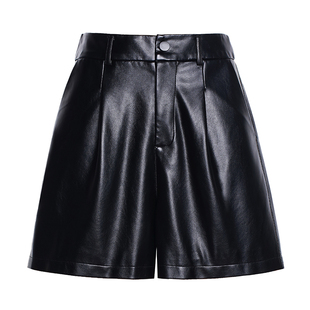 海宁真皮皮裤女2025秋冬新款高腰阔腿短裤绵羊皮大码百搭打底靴裤