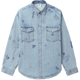 IT VETEMENTS女装廓形牛仔衬衫新款随性潮趣手绘涂鸦装饰SH600NXM