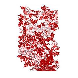 手工纸质剪纸成品半成品 民俗中大幅花开富贵定做装饰画福窗花