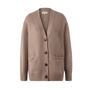 Eland衣恋毛针织衫女宽松含绵羊毛舒适保暖毛衣开衫