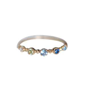 Sommer.夏日掠影 明媚清新深深浅浅的蓝绿渐变 925纯银镀金戒指