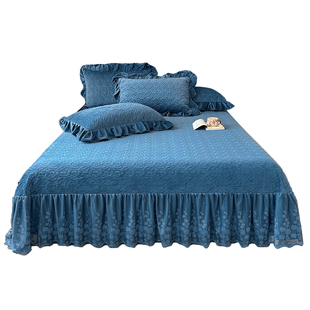高级感宝宝绒单件夹棉床盖秋冬蕾丝花边加绒加厚榻榻米床单三件套