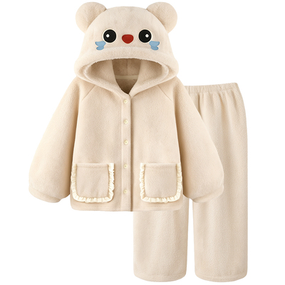 珊瑚绒睡衣女款冬加厚可外穿套装