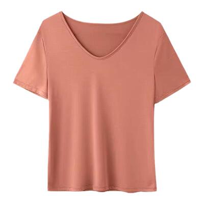 宽松莫代尔V领BF风纯色T恤