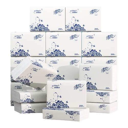 清风擦手纸商用200抽一次性厕所酒店家用厨房吸油吸水干手纸20包