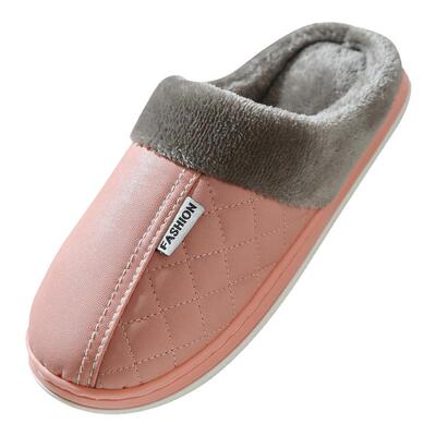 洁丽雅PU皮拖鞋男女秋冬季保暖