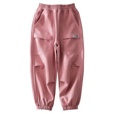 女童裤子加厚运动裤一体绒工装裤