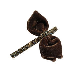 法式高端镶钻闪耀鸭嘴夹精致丝绒蝴蝶结气质感刘海发夹发卡一字夹