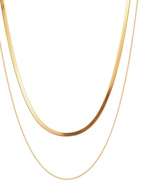 冷淡风双层叠戴钛钢18k金蛇骨链