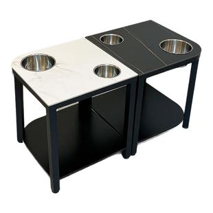 高端轻奢风棋牌室茶楼会所台球室麻将机茶几茶水架茶台边几免安装