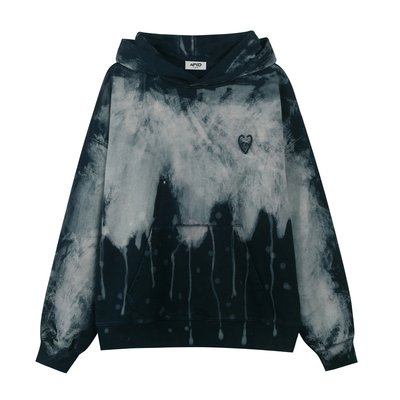 INXXAPYD 渐变喷马骝连帽卫衣男女同款潮牌爱心刺绣套头帽衫