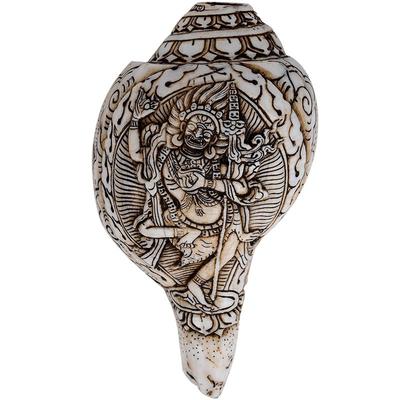 天然白海螺雕刻佛像尼泊尔