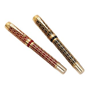 金豪钢笔世纪100网纹镂空男士高档商务办公女生精致学生专用练字笔硬笔书法美工弯尖墨囊可替换送礼礼盒定制