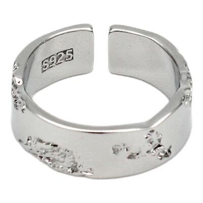 破碎镀银开口可调节指环