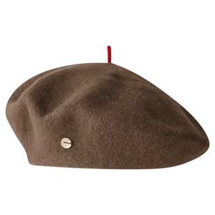 韩版纯羊毛贝雷帽女大帽顶显瘦咖啡色画家帽高级感百搭毛呢蓓蕾帽