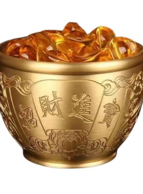 招财进宝黄铜聚财铜缸摆件聚宝盆
