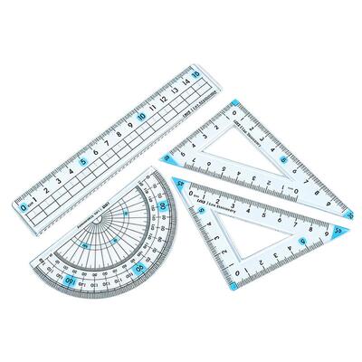 防近视尺子套装小学生专用一年级套尺三角尺波浪直尺多功能量角器