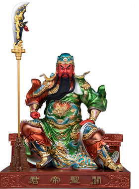 新款关公摆件立刀关二爷招财武财神爷家用开业礼品招财树脂关公像