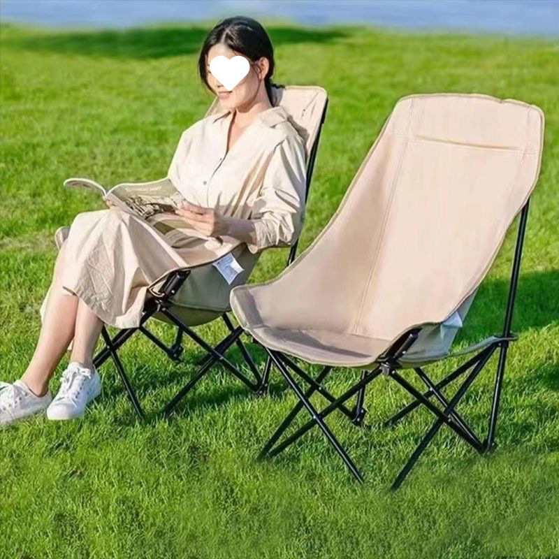 户外折叠椅高靠背月亮椅钓鱼露营椅导演沙滩躺椅便携野餐折叠躺椅
