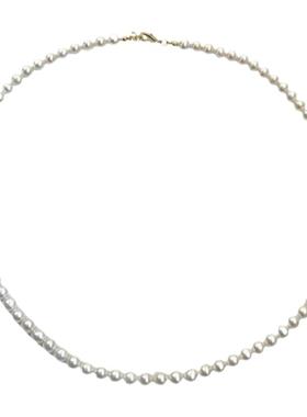 天然淡水近圆珍珠18k包金女项链