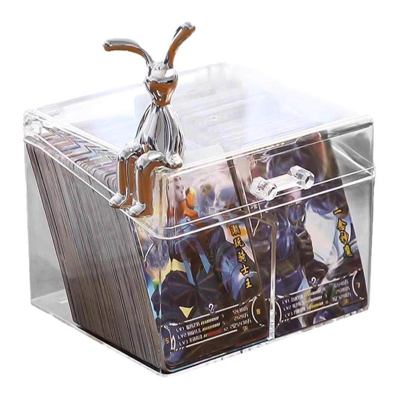 日式卡片收纳盒透明桌面名片杂物装小卡的盒子塑料卡片办公整理盒