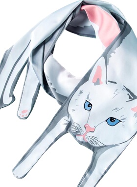 猫咪春秋长款印花围巾