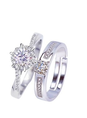 求婚结婚一对超大可调活口对戒