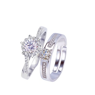 ring求婚钻戒男女婚戒对戒结婚一对超大戒指仿真婚礼专用活口可调