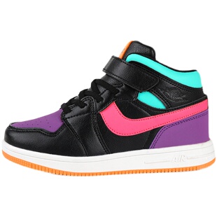 小黄鸭儿童鞋篮球运动鞋2022春秋男女童休闲糖果色鸳鸯鞋高帮板鞋