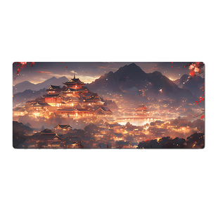 鼠标垫超大号水墨画山水画桌面垫电竞游戏国风键盘垫定制电脑桌垫
