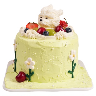 潦草小狗蛋糕装饰摆件巧克力网红立体黄油小熊风吹小狗生日插件