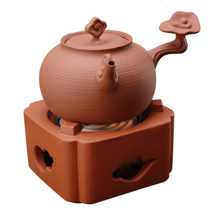 迷你复古红泥电陶炉煮茶炉电炉丝煮茶器手工提梁砂铫壶烧水炉老式