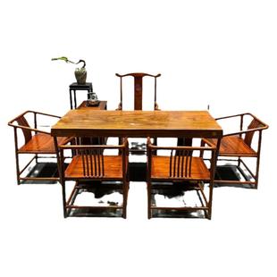 奥坎实木大板茶桌茶台办公桌老板桌原木中式茶板胡桃木整板书桌