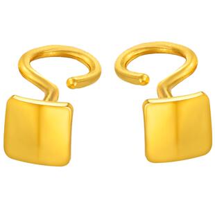 赛菲尔黄金光面耳钉四季平安足金999.9耳环耳饰几何百搭耳圈送礼