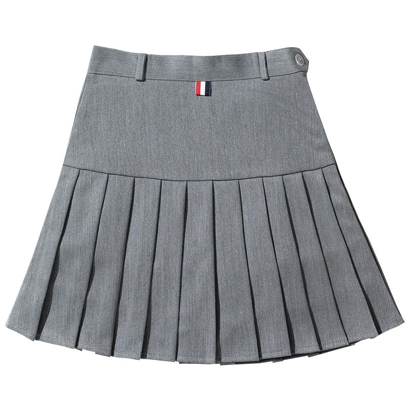 百褶裙女夏高腰a字显瘦半身裙西装料灰色春秋垂坠感学院风短裙裤