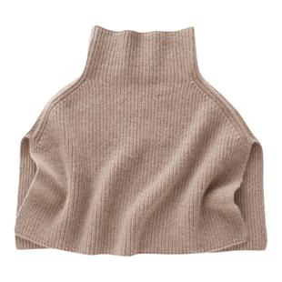 羊绒针织披肩围脖女秋冬保暖高领开叉外穿小斗篷羊毛搭肩围巾脖套