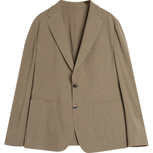 EHE男装 春秋新款速干针驳领桑蚕丝混纺复古休闲儒雅西装男