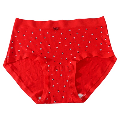 红色高腰内裤女特大码胖mm200斤