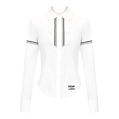 HTCU木耳边收腰衬衫长袖