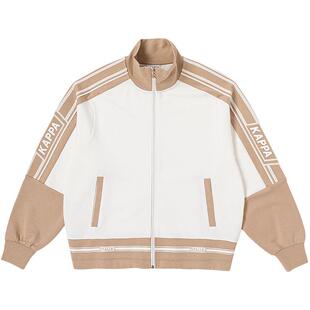 Kappa卡帕复古运动针织开衫2026新款女立领卫衣撞色休闲夹克外套