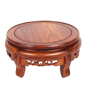 红木圆形花几花瓶盆景花架花盆鱼缸落地架置物架奇石石头实木底座