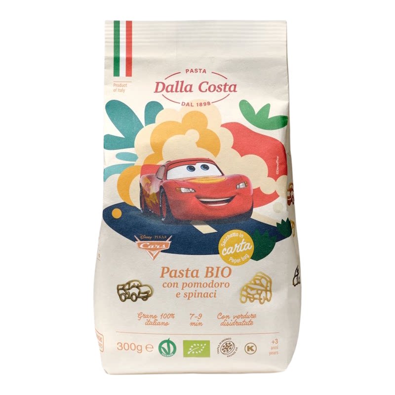 Dalla Costa有机卡通意粉番茄菠菜反斗车王300克*3件3岁+宝宝粉面